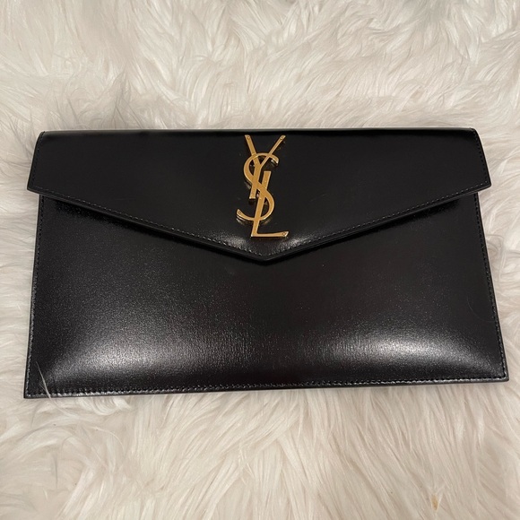 Saint Laurent YSL Small Uptown Cabas Top Handle Bag Black Clutch - Picture 12 of 15
